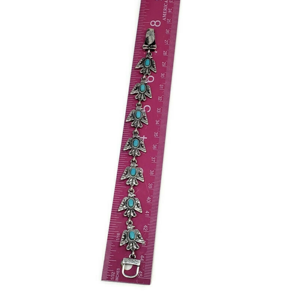 New! 8" Turquoise Thunderbird Magnetic Bracelet - Picture 5 of 6